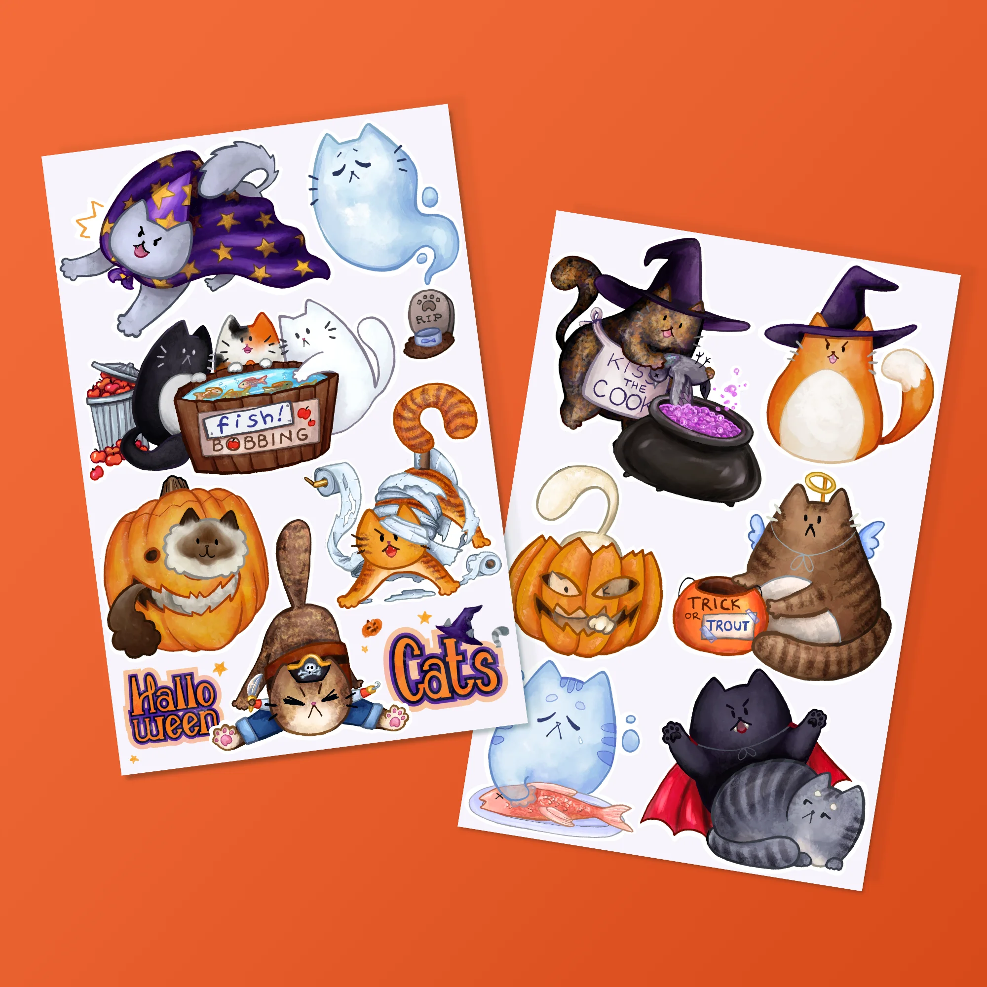 Halloween Cats Sticker Sheet