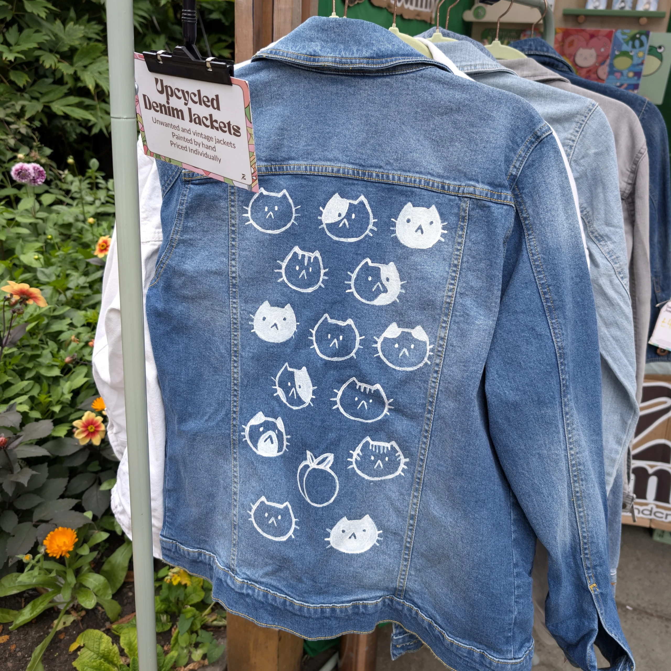 Hand-Painted Cat Denim Jackets