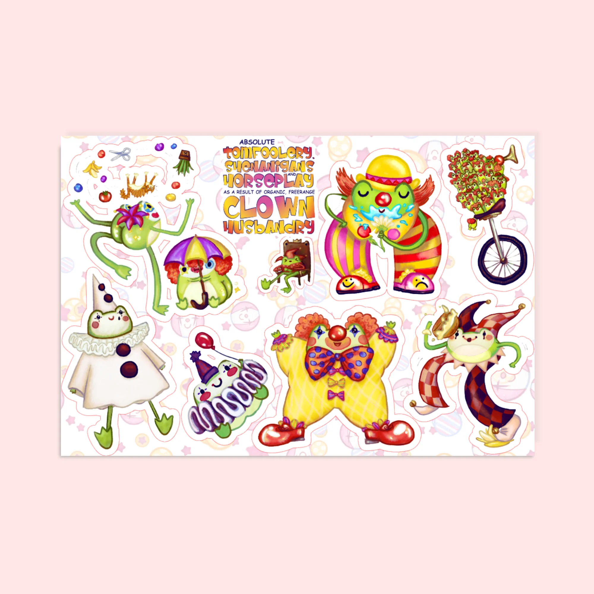 Clown Frogs Sticker Sheet