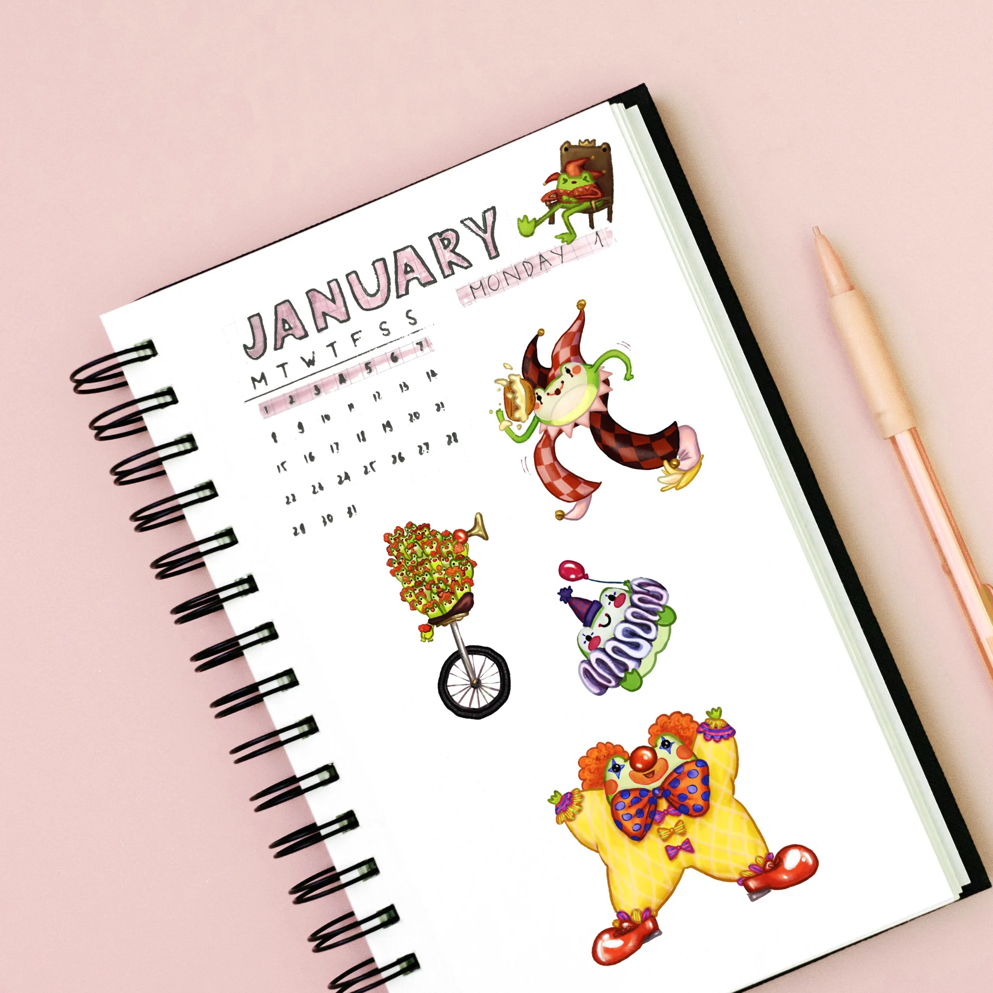 Clown Frogs Sticker Sheet