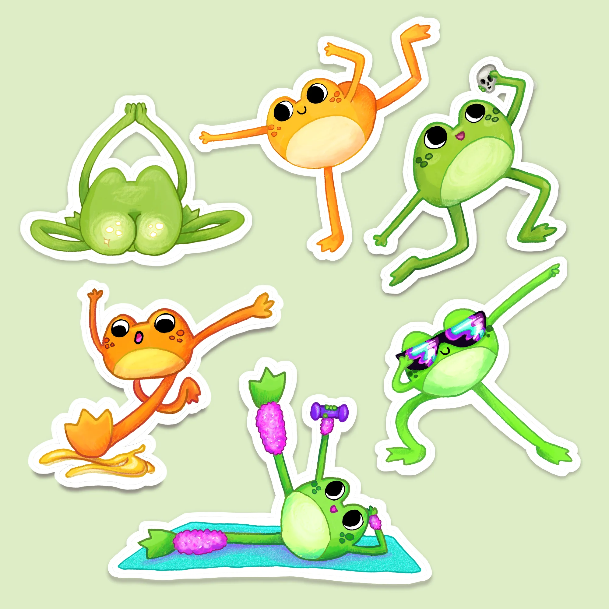 Lanky Frogs Vinyl Stickers