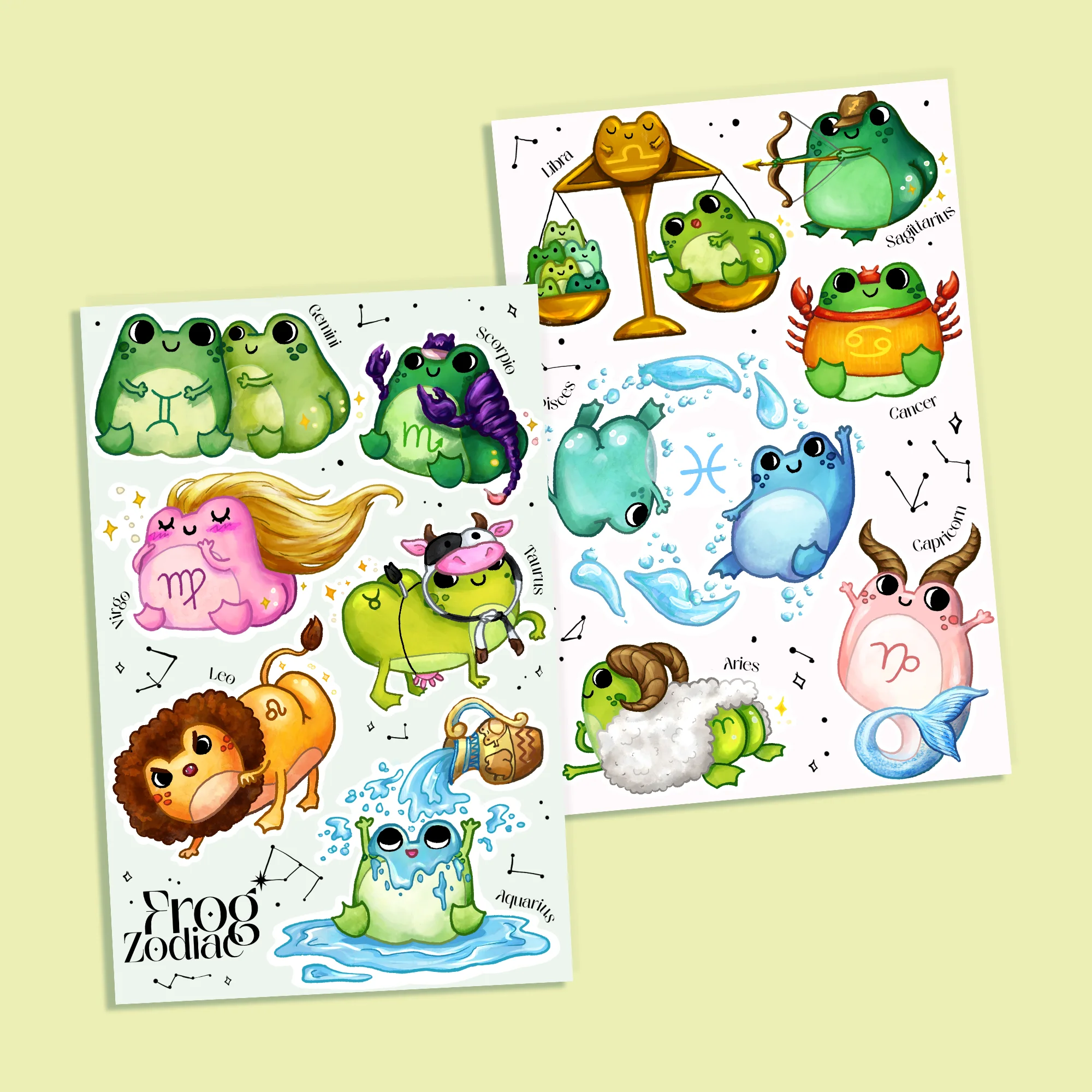 Frog Zodiac Sticker Sheet