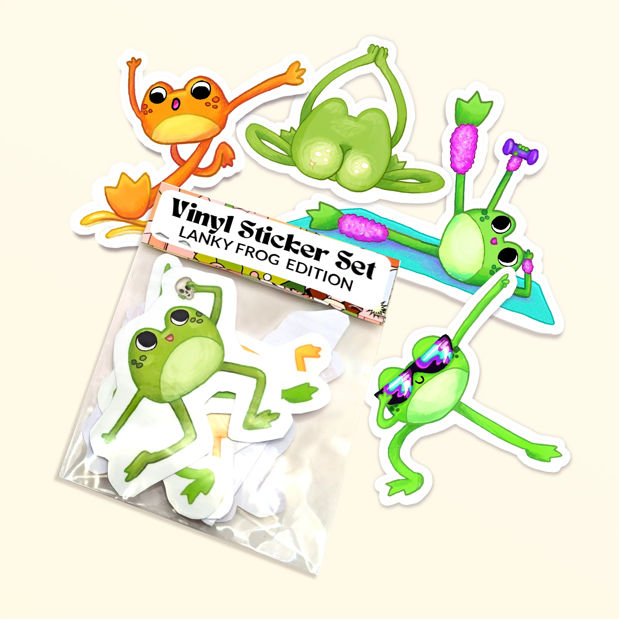 Lanky Frogs Vinyl Sticker Set