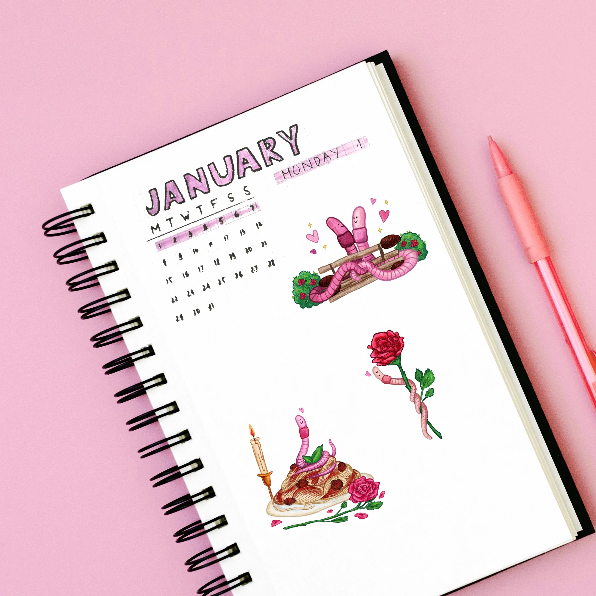 Romantic Worms Sticker Sheet