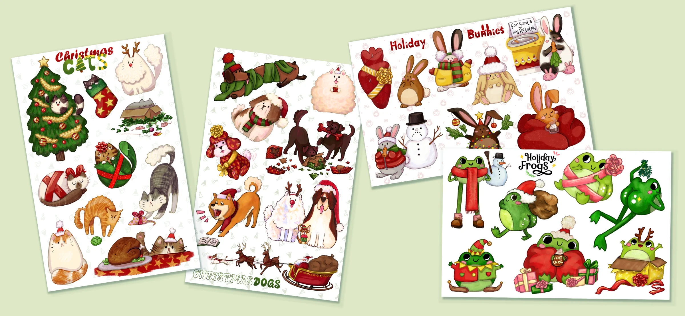 All four types of Christmas/Winter Holiday sticker sheets